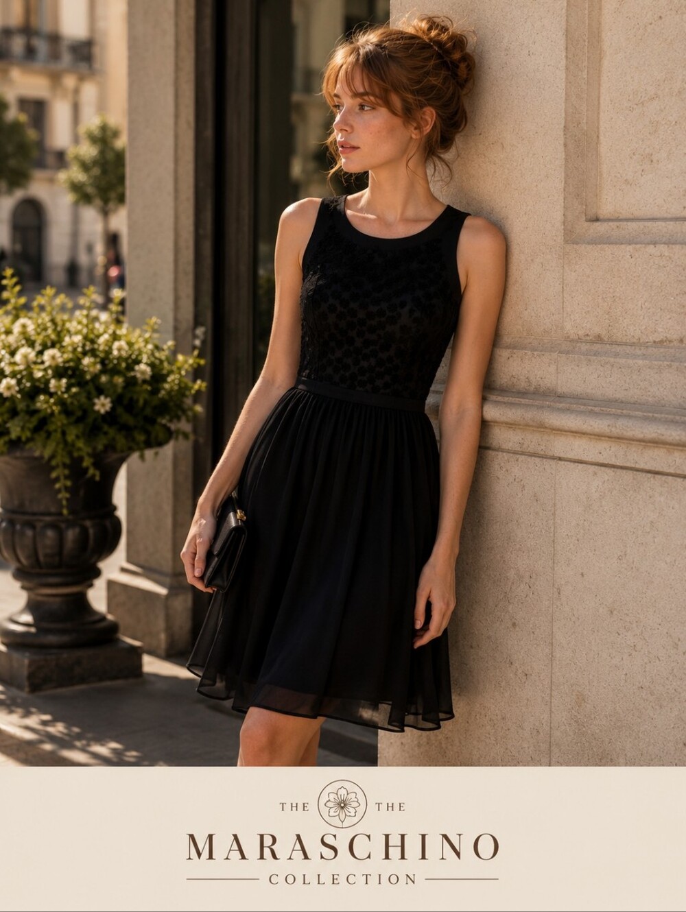 Mi Ami Black Romantic Midi Dress | Large